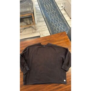 Vuori Restore Crewneck Sweatshirt Washed Black Organic Cotton Fleece Large VW265